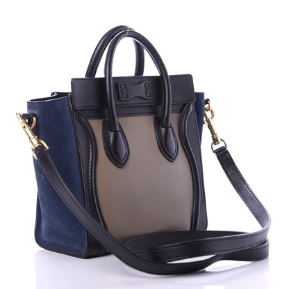 Celine Calfskin Suede Nano Tri-Color Luggage Sand 3 of 9