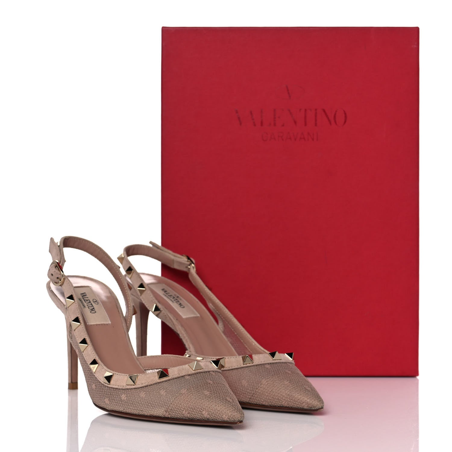 Valentino Garavani Mesh Point d'Esprit Rockstud Half D'Orsay Slingback 85mm Pumps 37.5 Rose Cannelle 8 of 8