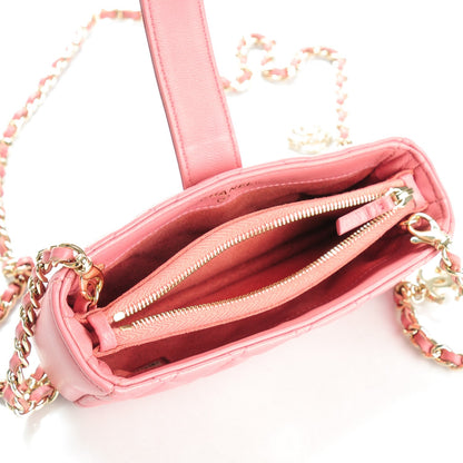 Chanel Lambskin Quilted Mini Phone Holder Crossbody Bag Pink 5 of 8