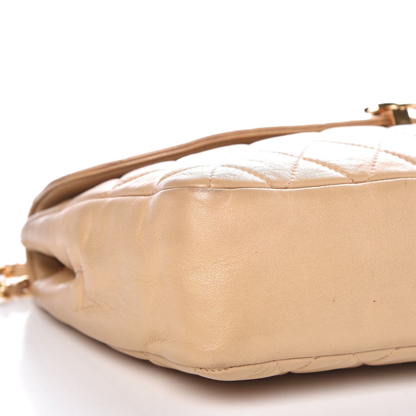 Lambskin Quilted Jumbo Single Flap Beige