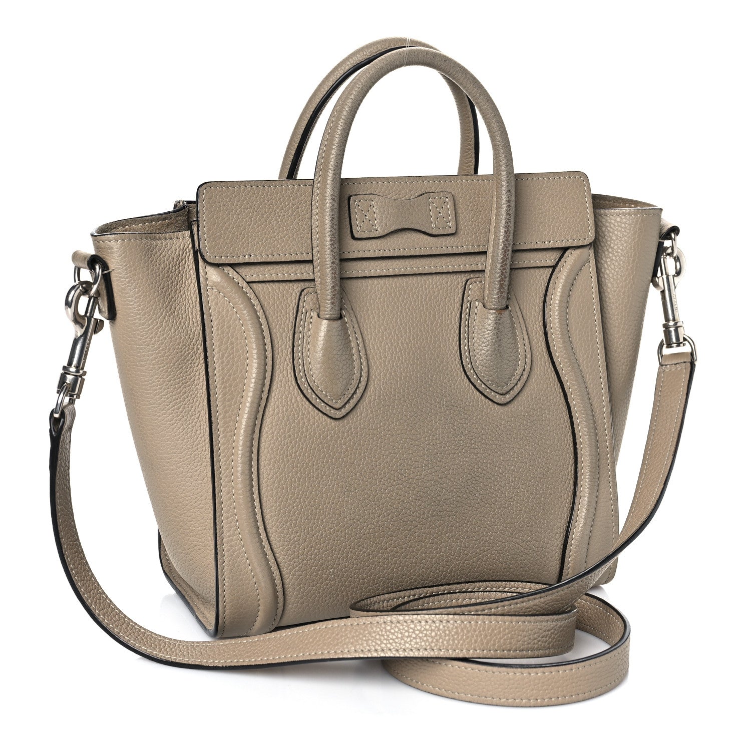Celine Drummed Calfskin Nano Luggage Dune 3 of 12