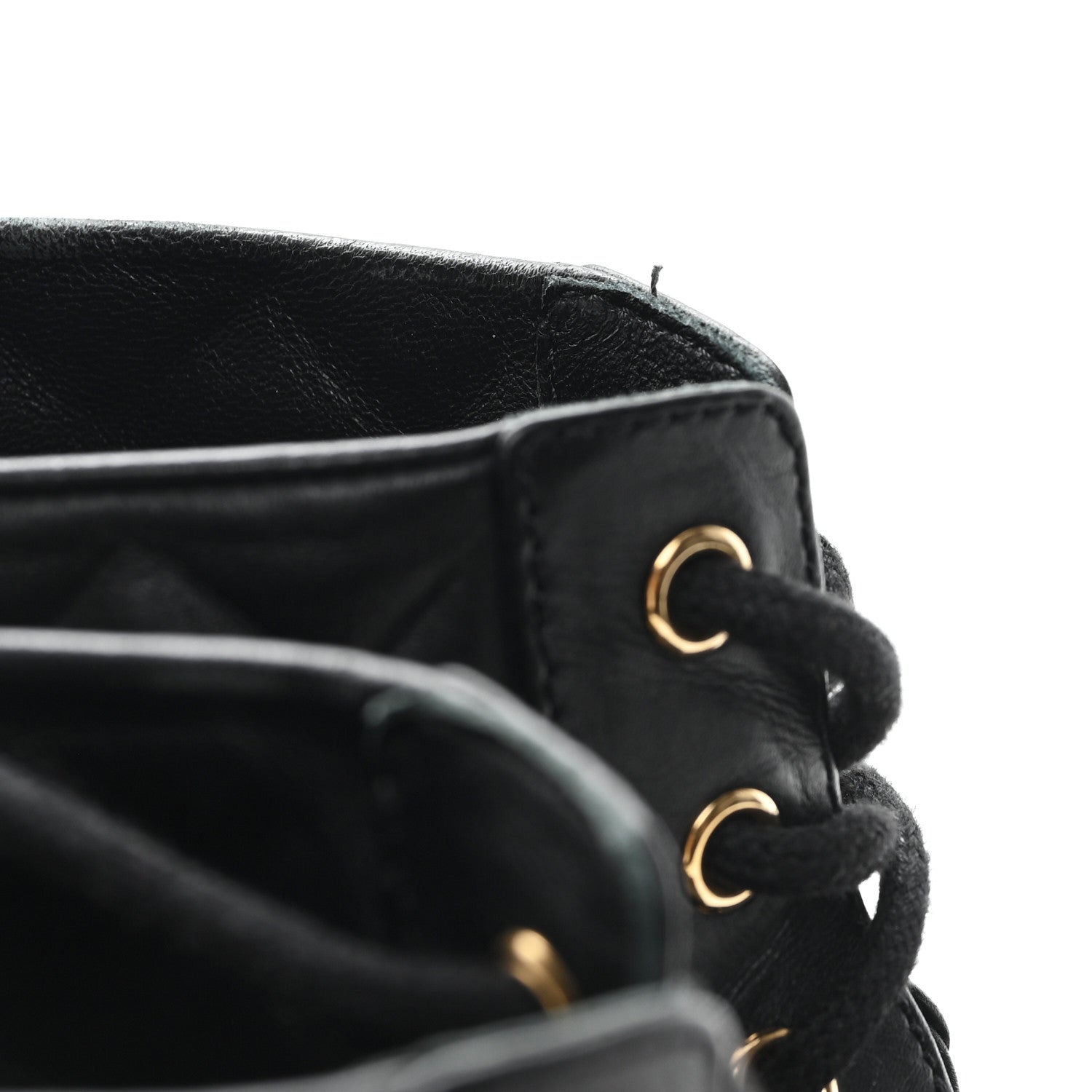 Chanel Shiny Calfskin Quilted Lace Up Combat Boots 38.5 Black 11 of 11