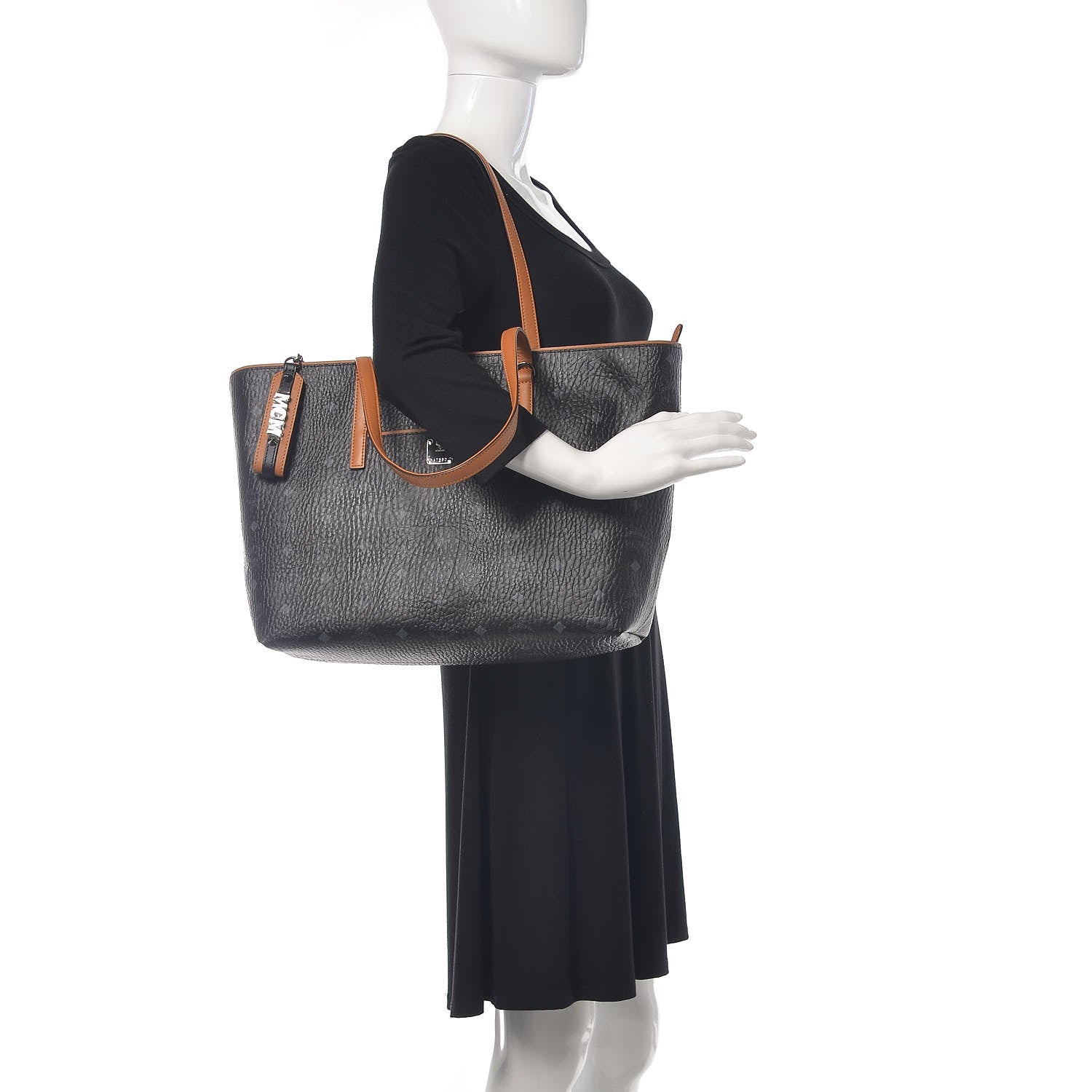 MCM Visetos Medium Anya Shopper Tote Black 2 of 12