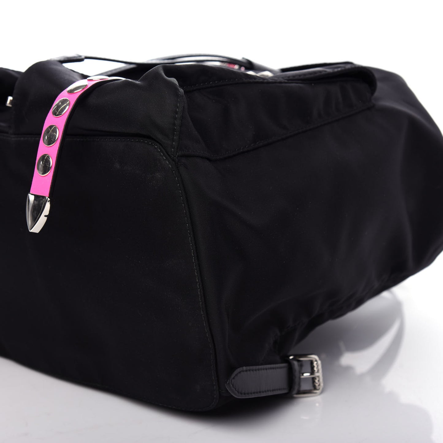 Nylon New Vela Studded Backpack Black Neon Pink