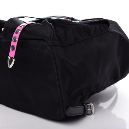 Prada Nylon New Vela Studded Backpack Black Neon Pink 8 of 9