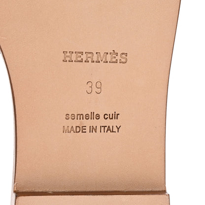 Hermes Box Calfskin Oran Sandals 39 Gold 7 of 10