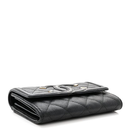 Chanel Caviar Quilted Medium Filigree Flap Wallet Black 4 of 12