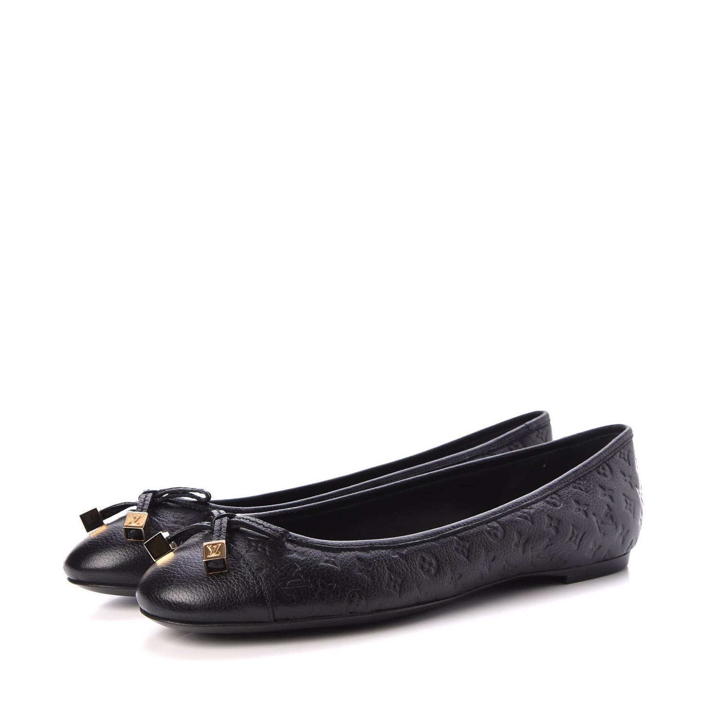 Calfskin Monogram Embossed Debbie Ballerina Flats 38 Black