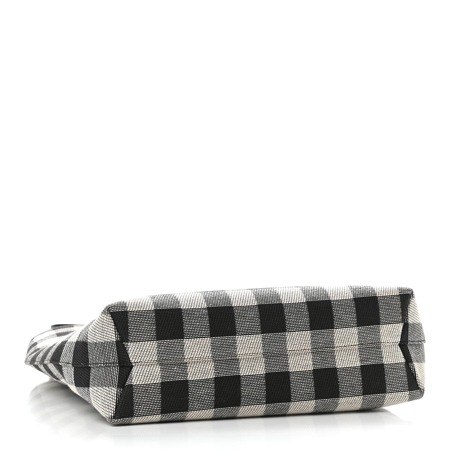 Canvas Gingham Check North South Tote Black White