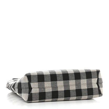 Mansur Gavriel Canvas Gingham Check North South Tote Black White 4 of 10