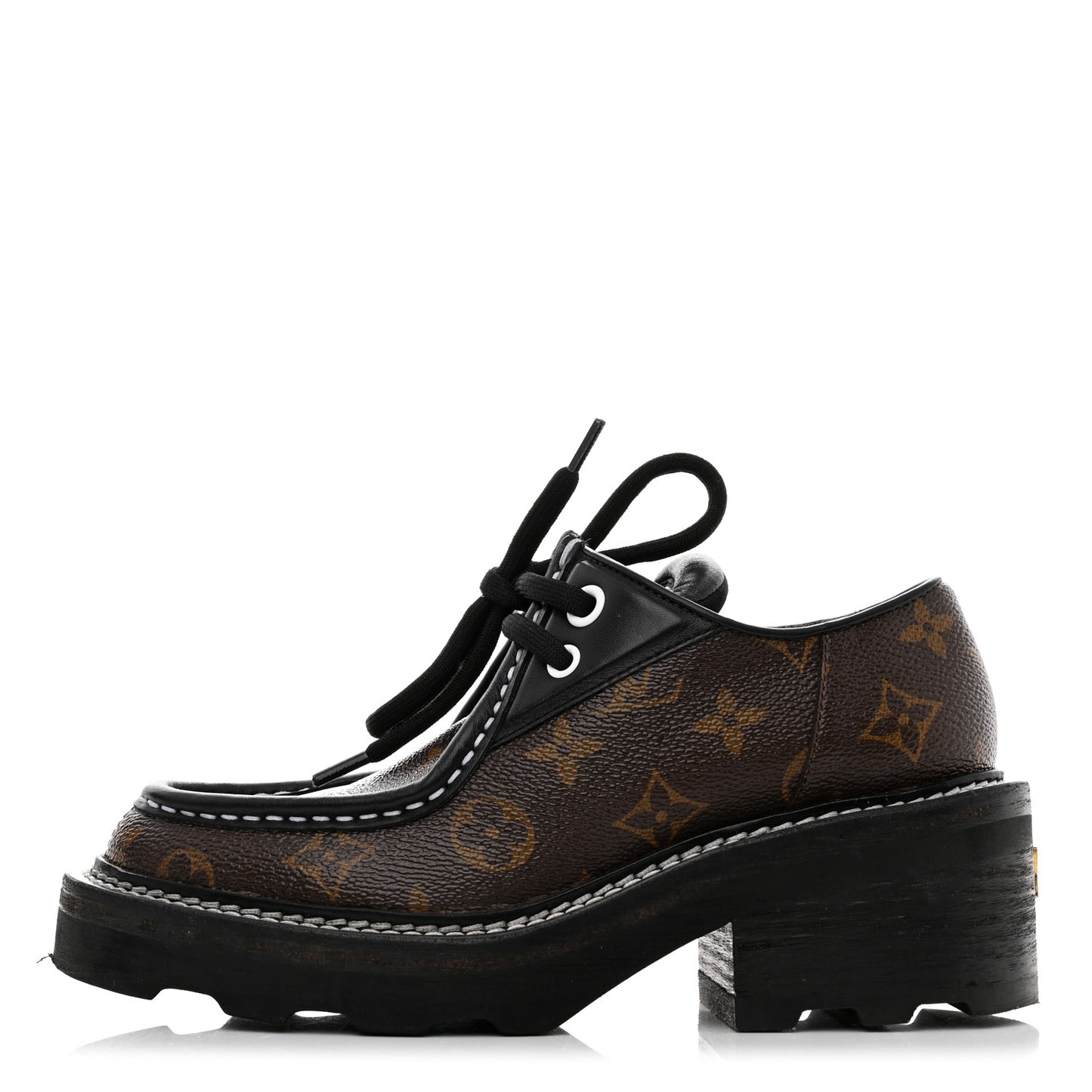 Monogram Calfskin Beaubourg Platform Derby Shoes 35 Brown