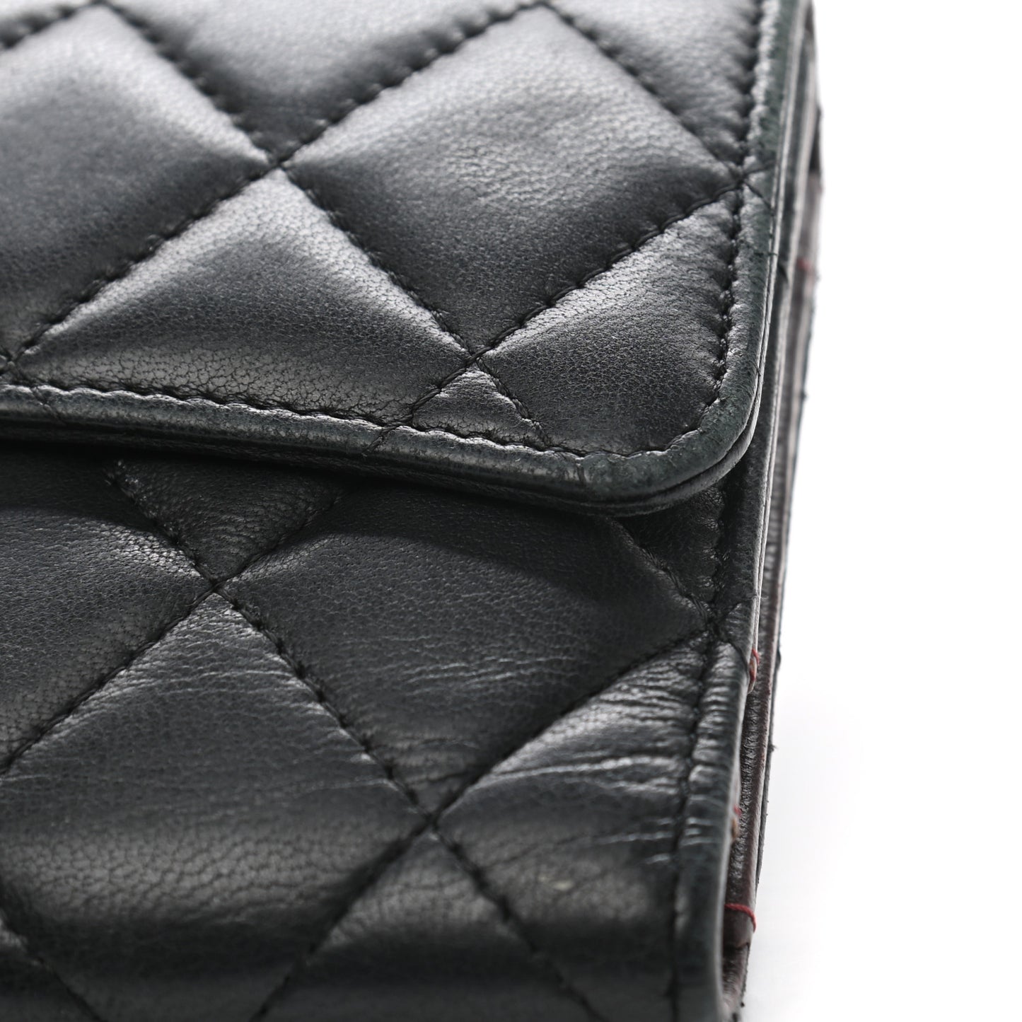 Lambskin Quilted Large Flap Wallet Black