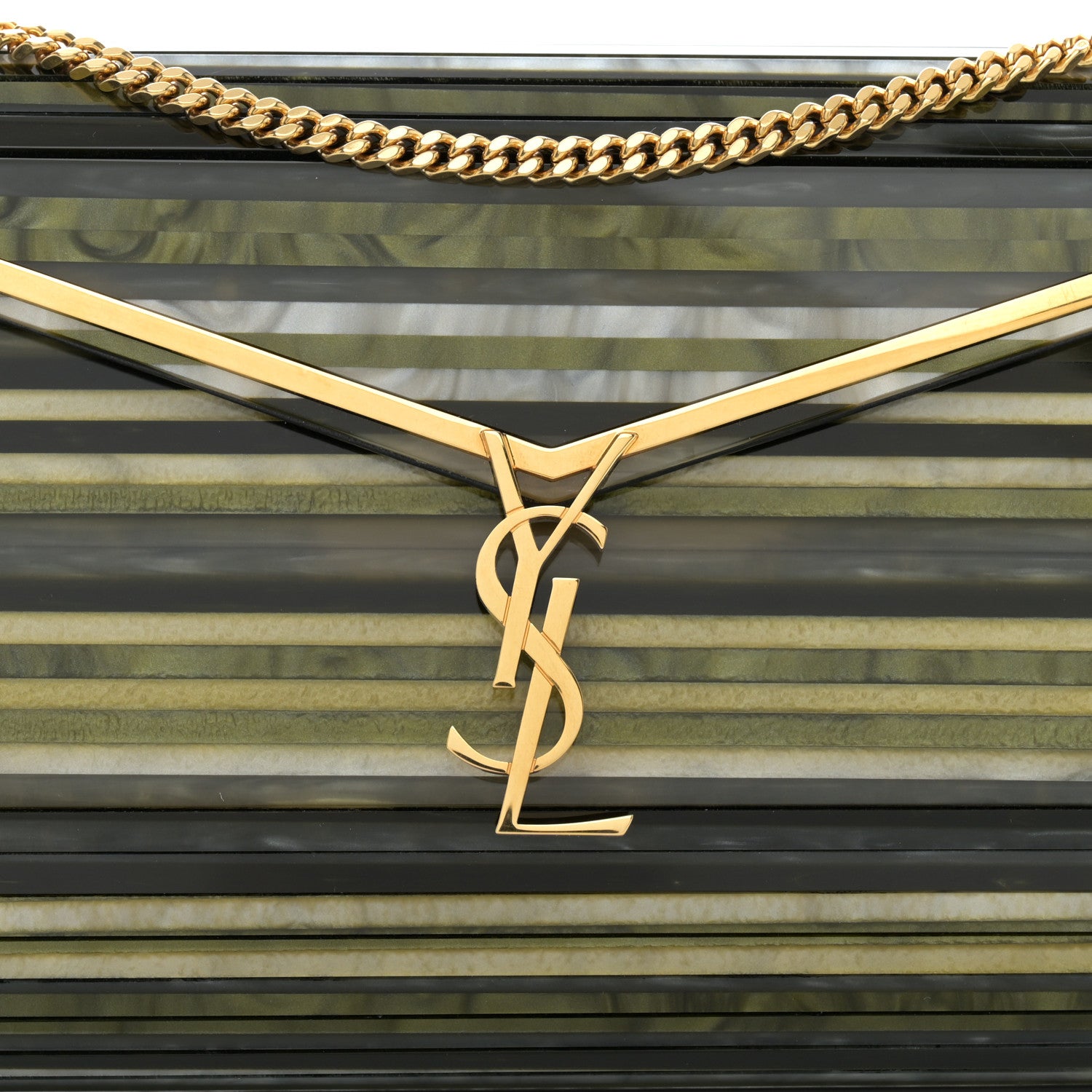 Saint Laurent Plexiglass Monogram Vicky Minaudiere Clutch Green Multicolor 7 of 10