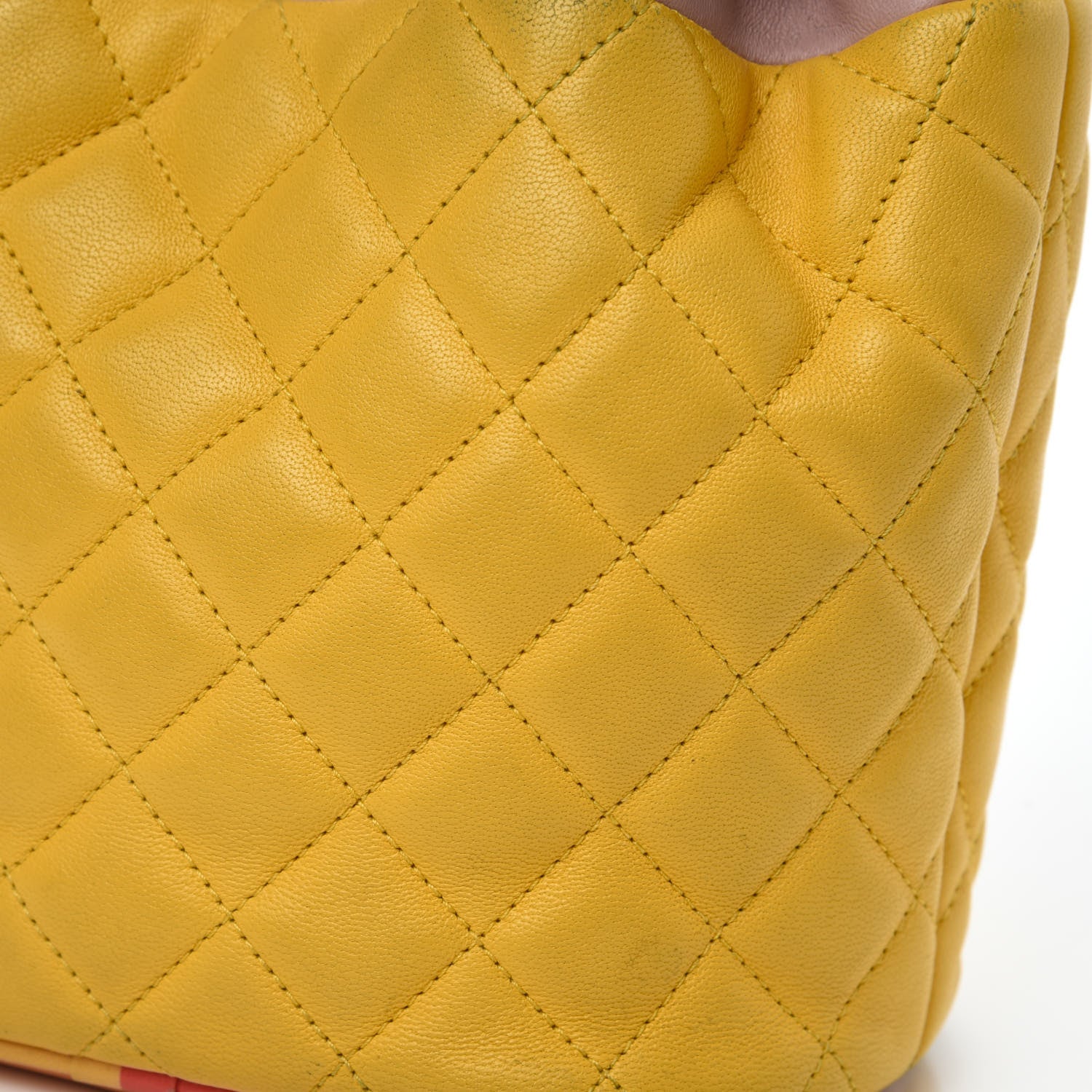 Chanel Lambskin Quilted Cuba Drawstring Tote Yellow Pink Green 19 of 19