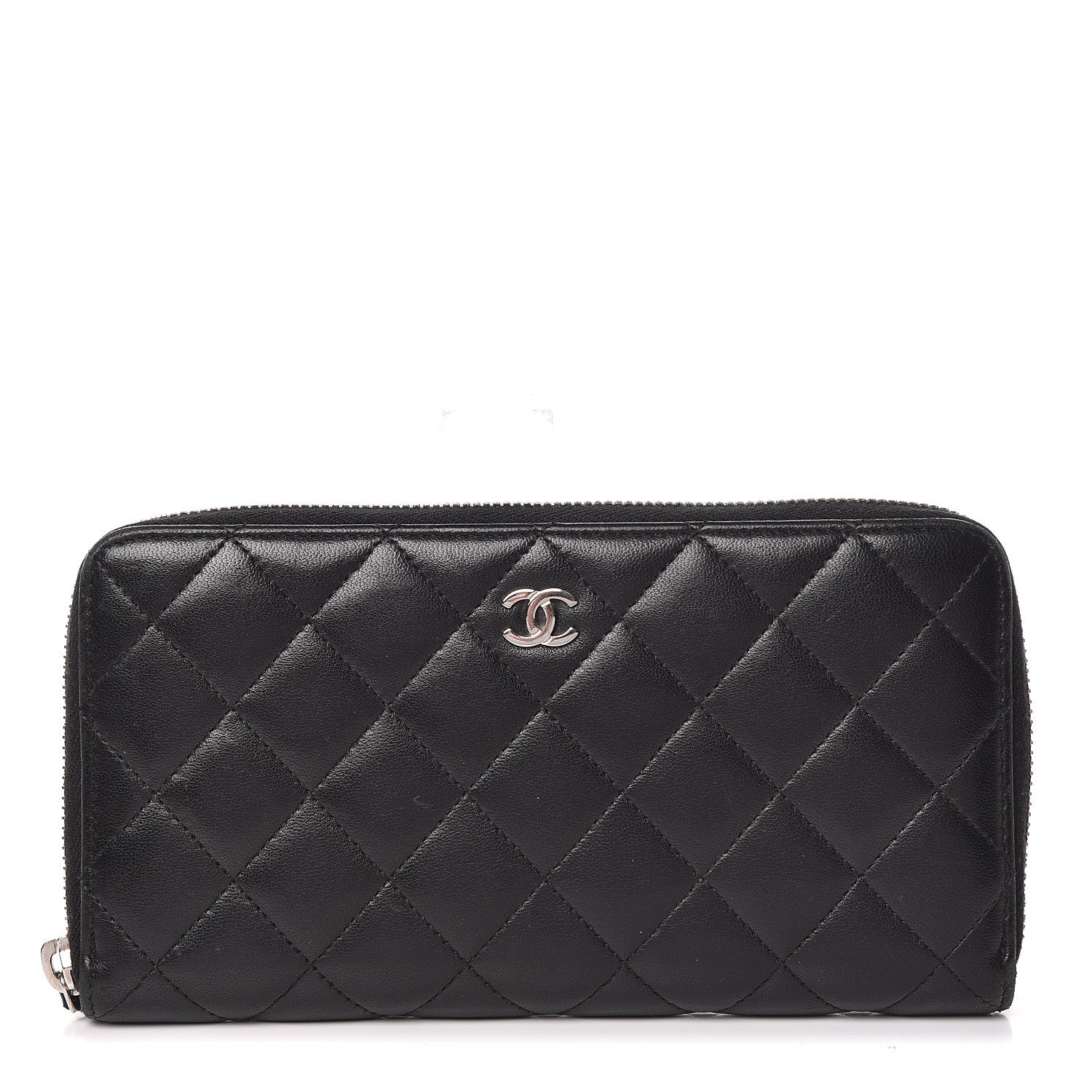 Chanel Lambskin Quilted Large Gusset Zip Around Wallet Black 1 of 17