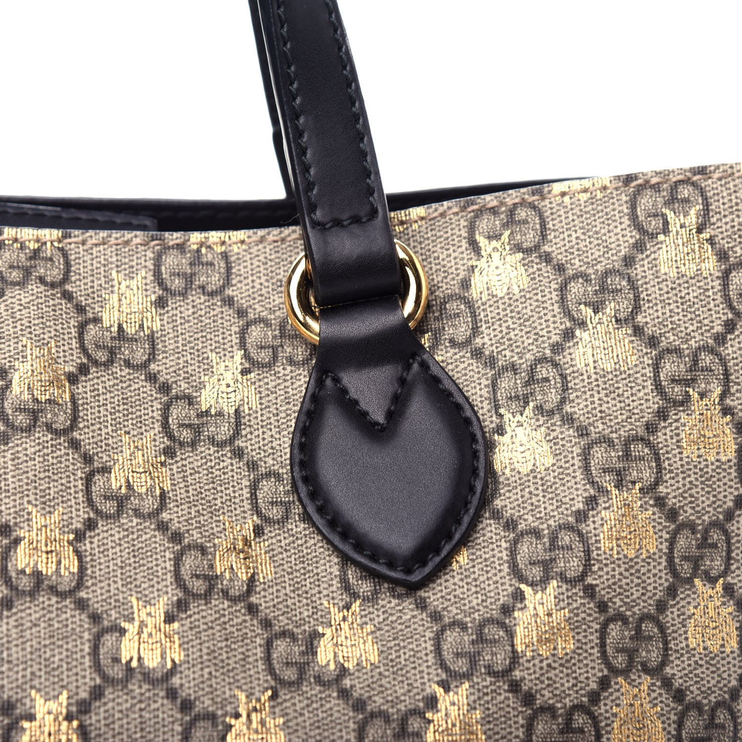 Gucci Soft GG Supreme Monogram Bees Small Crossbody Tote Beige Oro Black 10 of 11