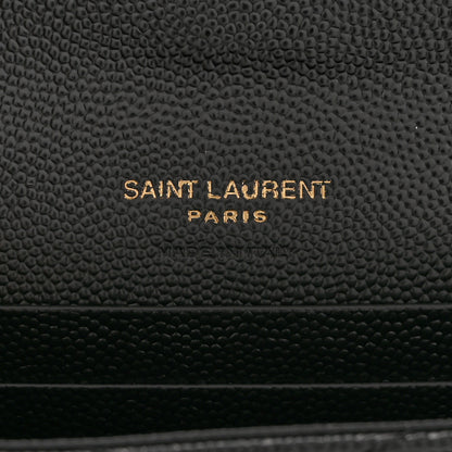 Saint Laurent Grain De Poudre Matelasse Chevron Small Monogram Envelope Wallet Black 6 of 8