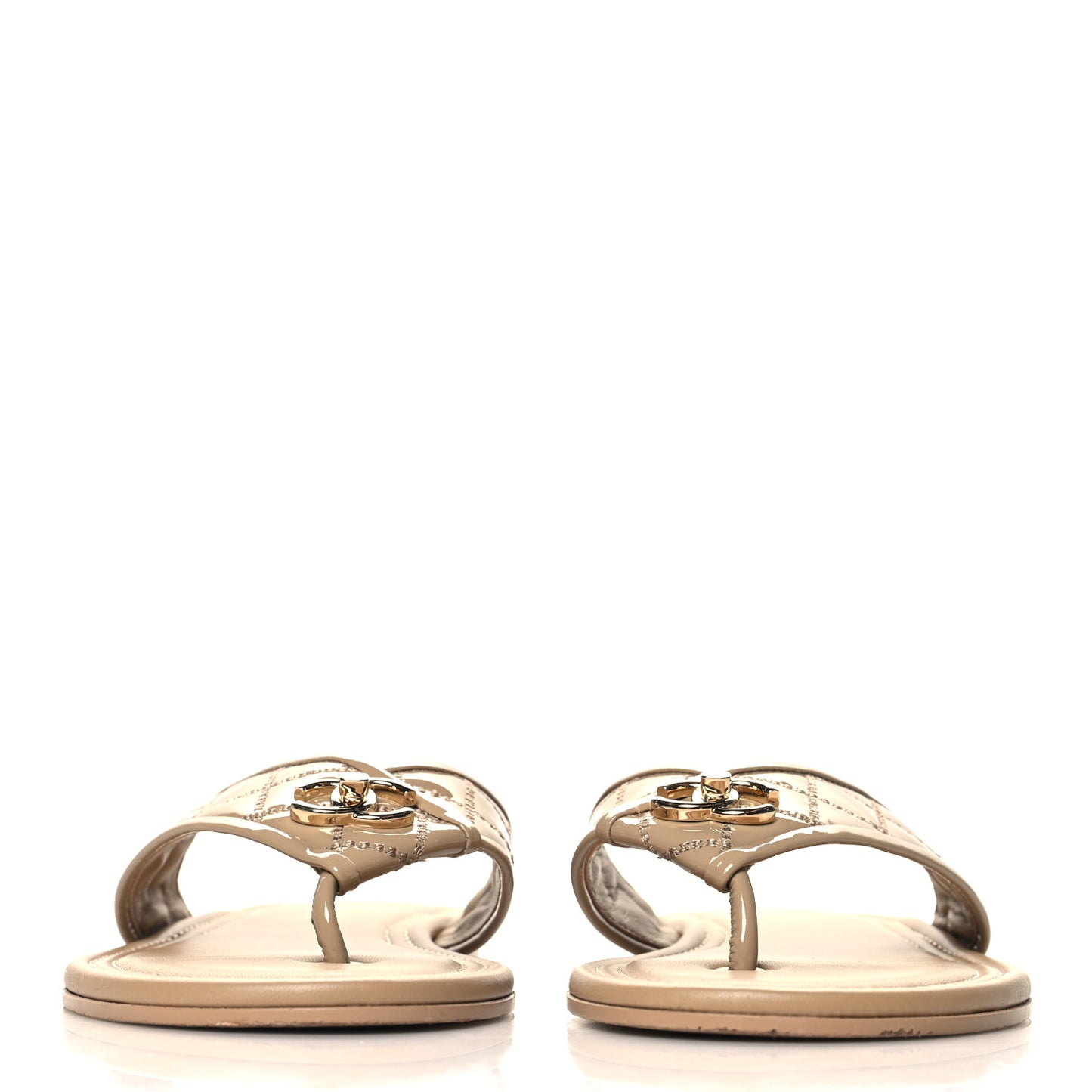Patent Quilted CC Sandals 38.5 Beige