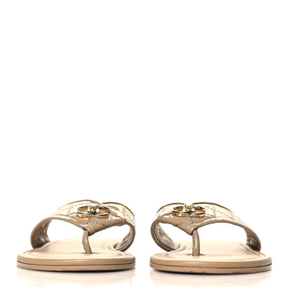 Chanel Patent Quilted CC Sandals 38.5 Beige 3 of 9