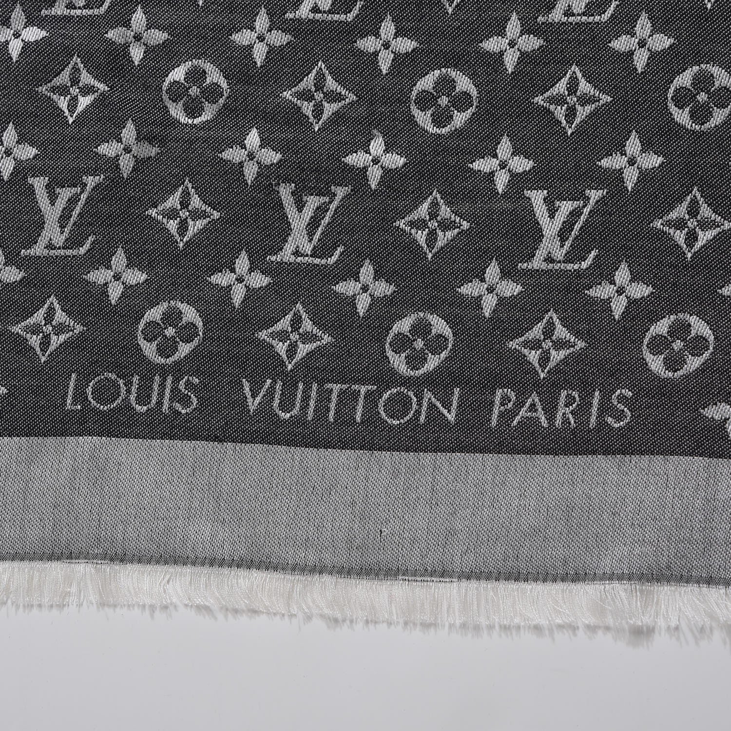 Louis Vuitton Wool Silk Monogram Denim Shawl Black 3 of 4