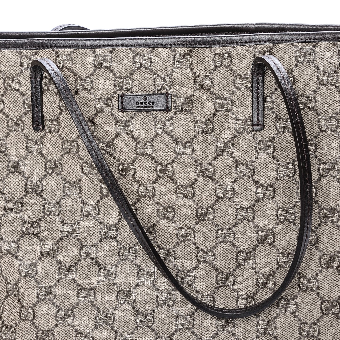 GG Supreme Monogram Medium Zippered Tote Dark Brown