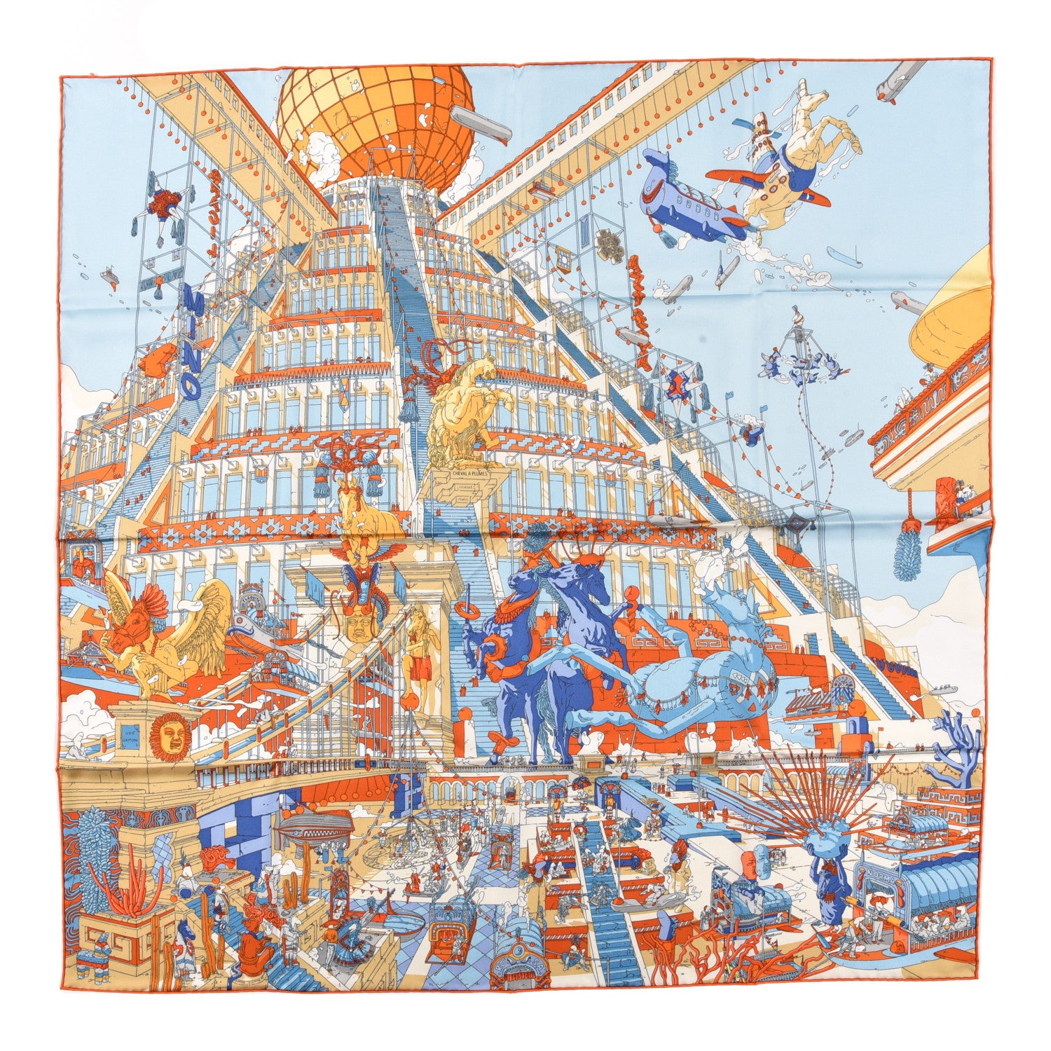 Hermes Silk La Legende Du Cheval A Plumes Scarf 90 1 of 5