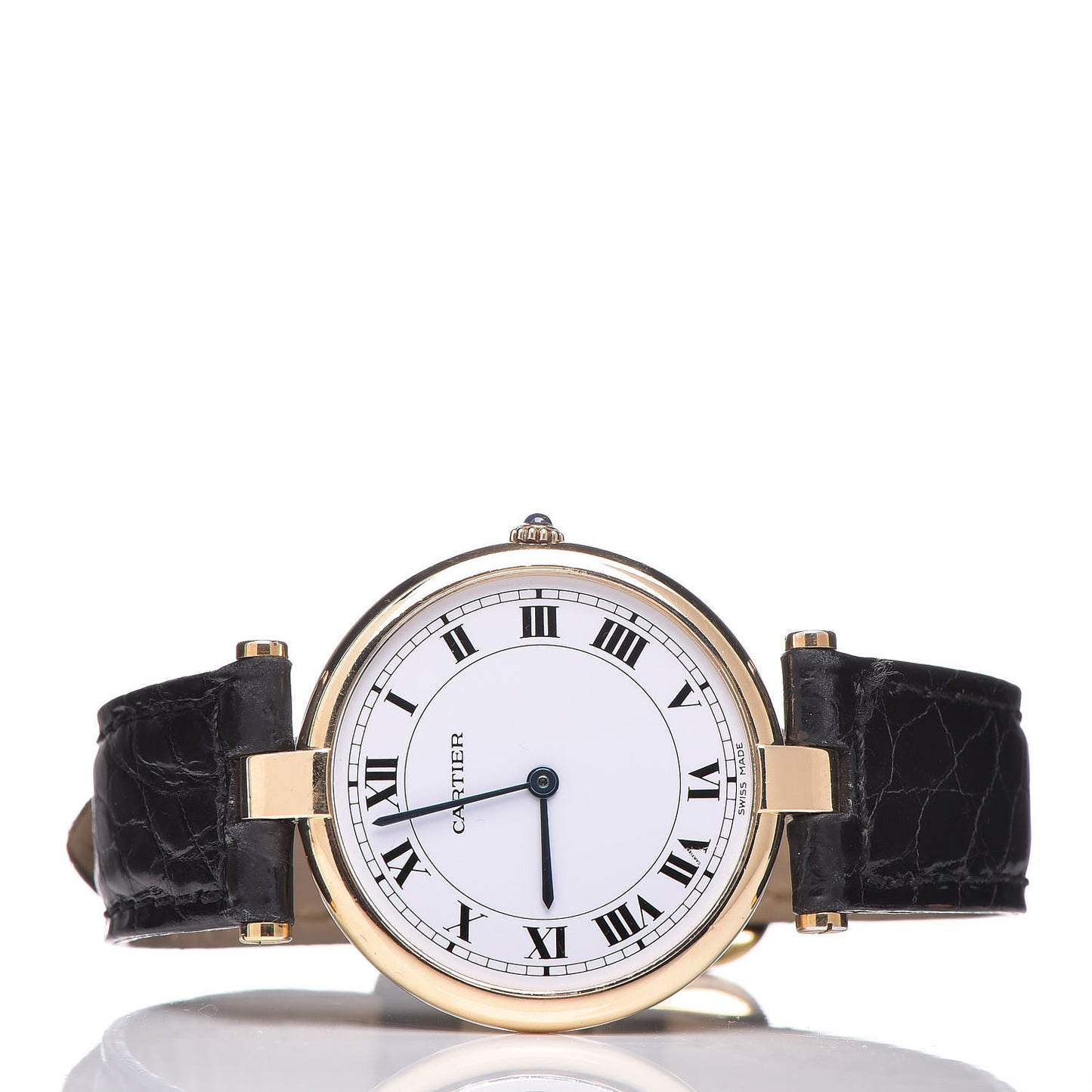 18K Yellow Gold Alligator 30mm Vendome Quartz Watch