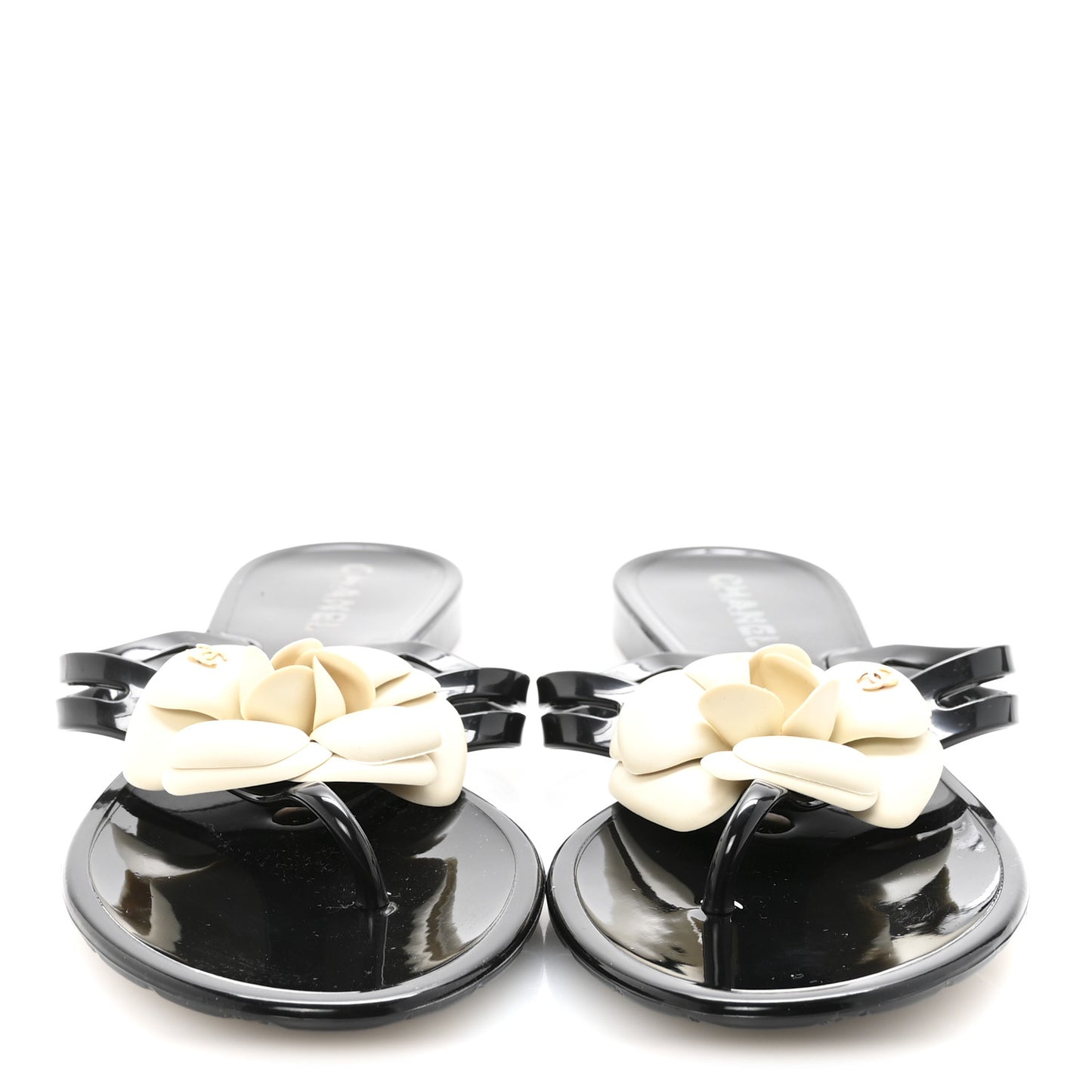 Jelly Camellia Thong Sandals 38 Black Ivory