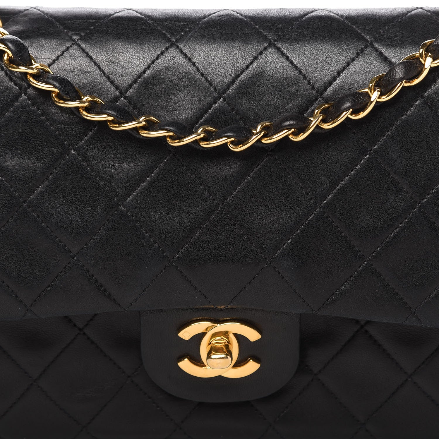 Chanel Lambskin Quilted Medium Double Flap Black 10 of 10
