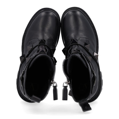Valentino Garavani Calfskin Tonal Roman Stud Combat Boots 38.5 Black 2 of 11