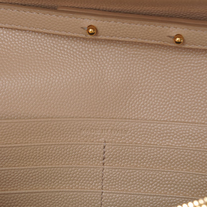 Saint Laurent Grain De Poudre Matelasse Chevron Monogram Chain Wallet Nude Powder 6 of 8