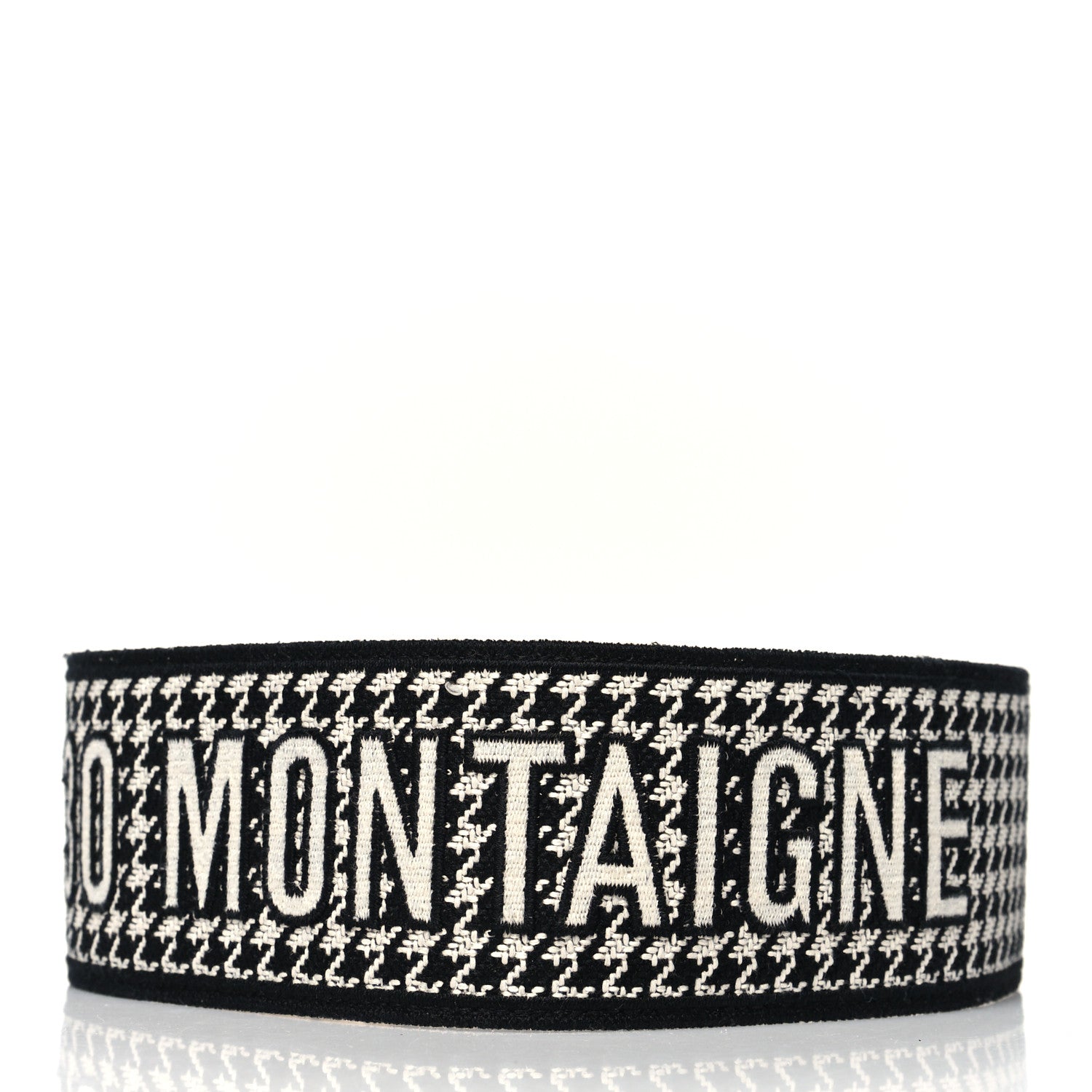 Christian Dior Canvas Houndstooth Embroidered 30 Montaigne Shoulder Strap Black White 2 of 4