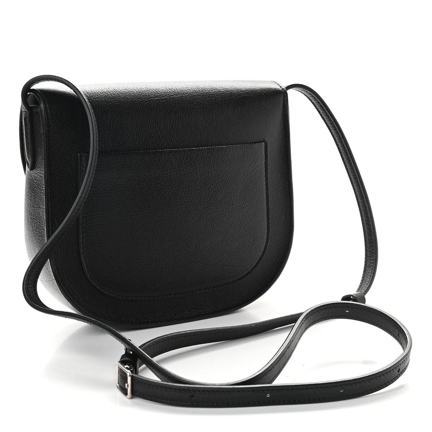 Shiny Textured Calfskin Small Trotteur Black