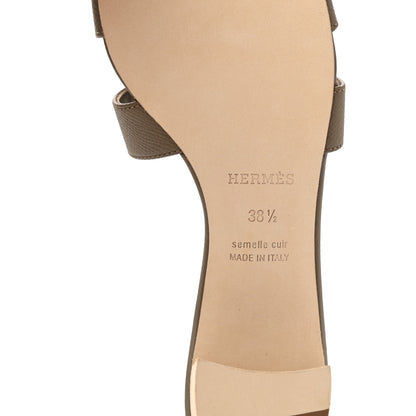 Hermes Epsom Oasis Sandals 38.5 Etoupe 6 of 9