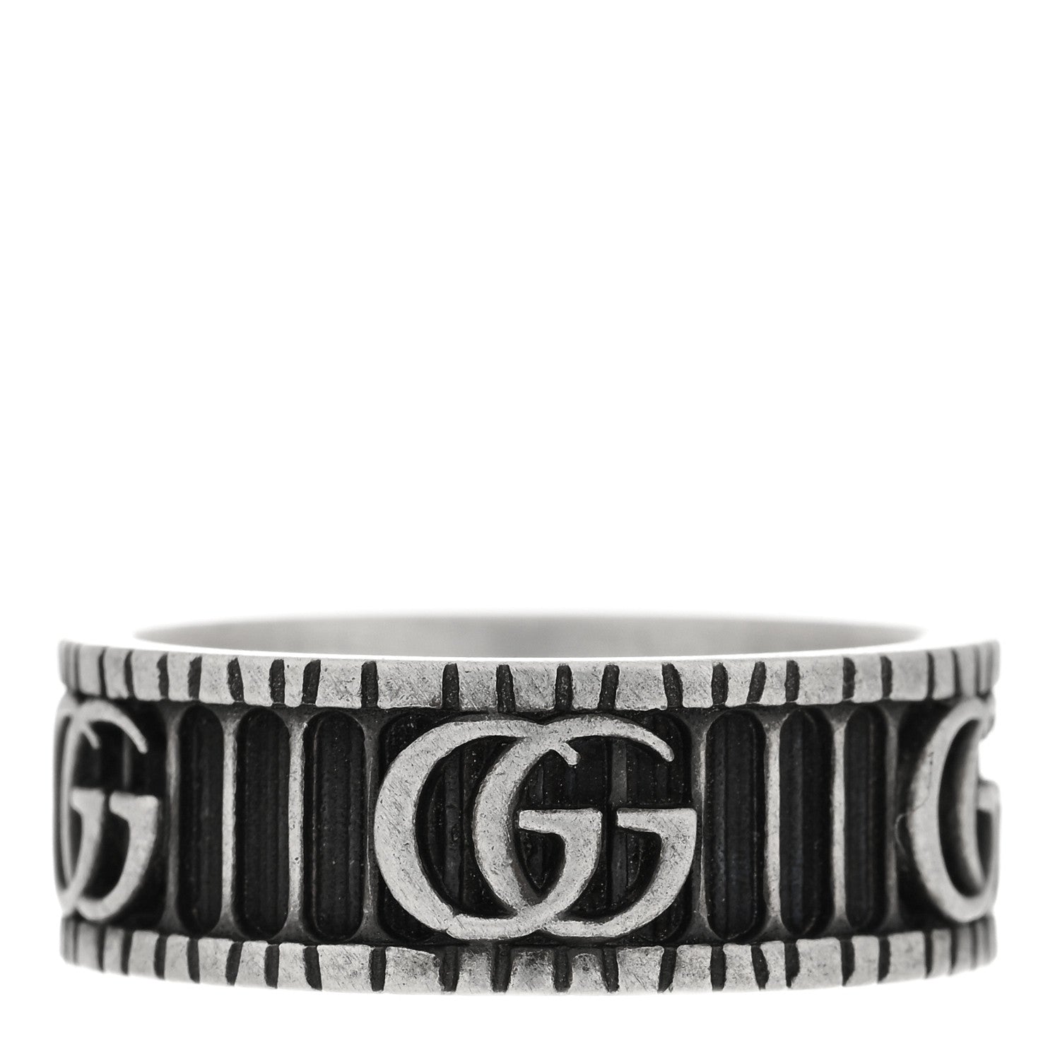 Gucci Sterling Silver Double G Band Ring 55 7.25 3 of 4