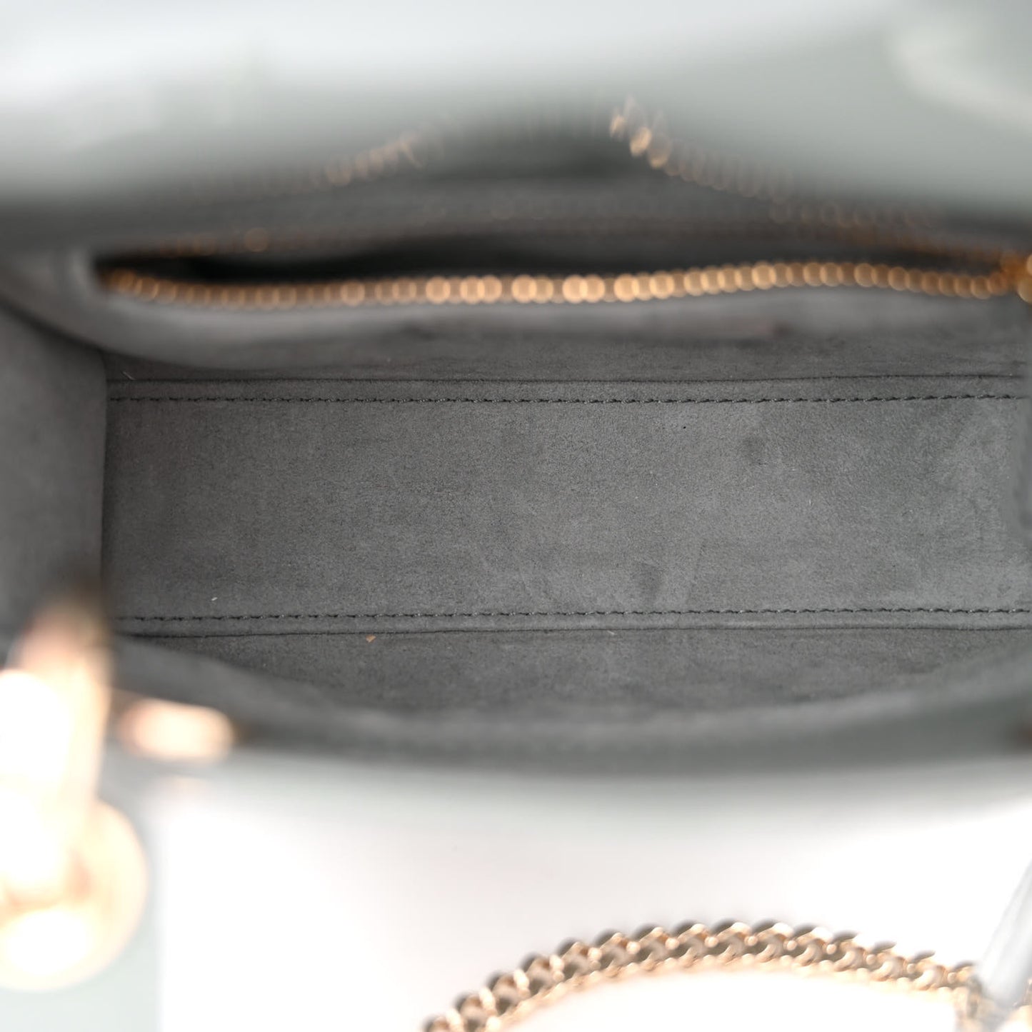 Patent Cannage Mini Lady Dior Grey Stone