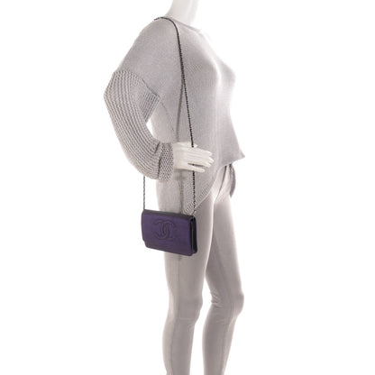 Chanel Iridescent Stamped Calfskin Timeless Wallet on Chain WOC Purple 2 of 9