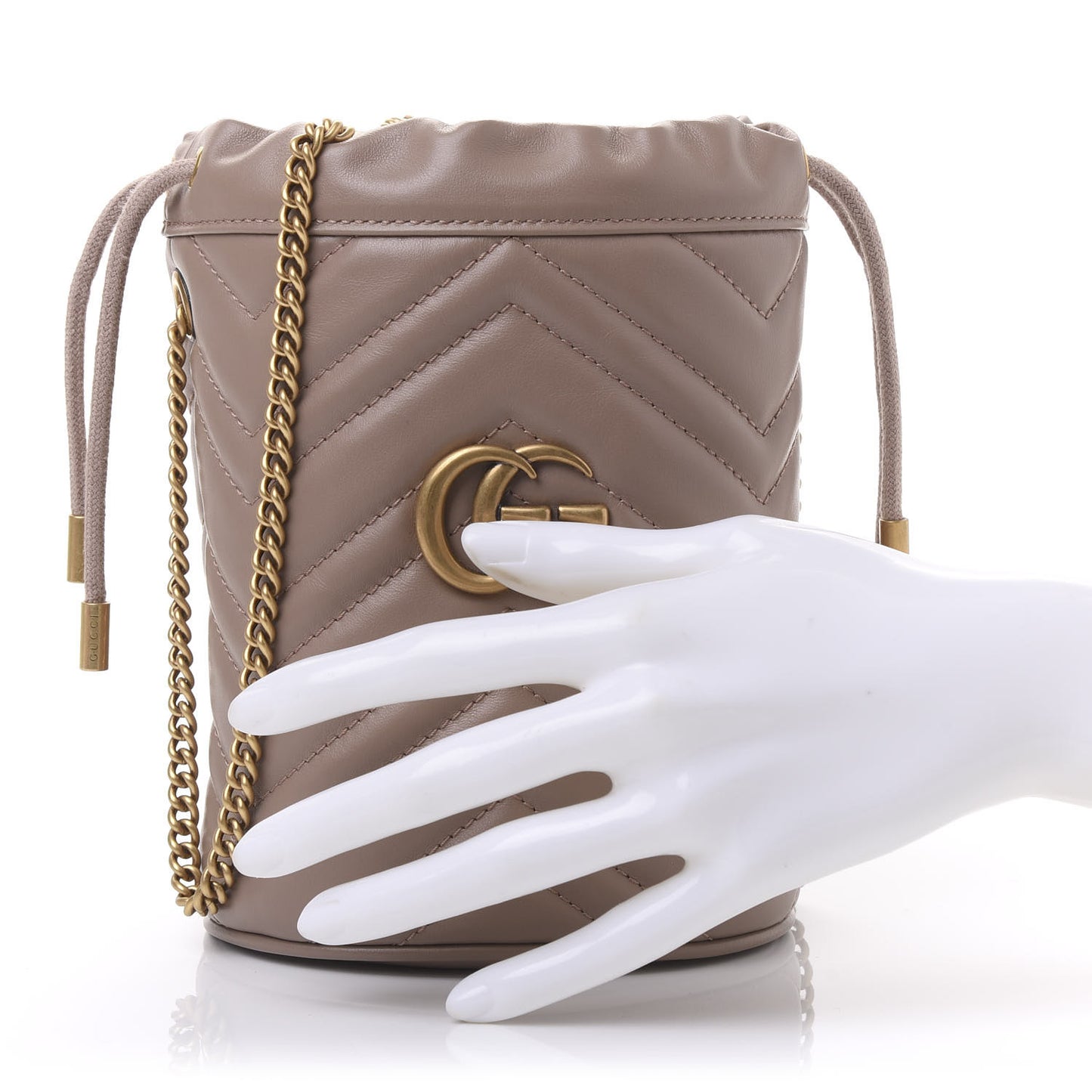 Calfskin Matelasse Mini GG Marmont 2.0 Bucket Bag Porcelain Rose