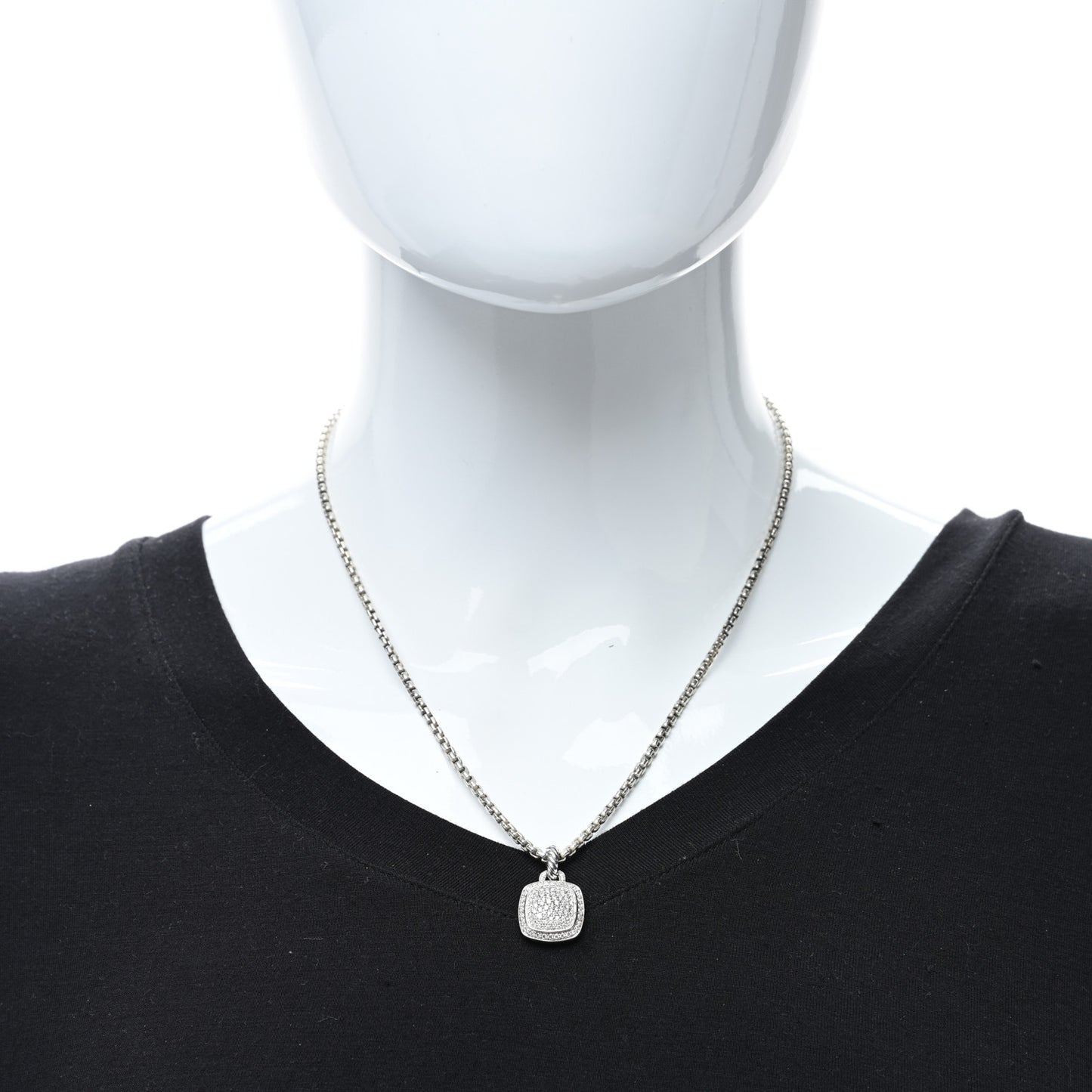 Sterling Silver 14K Yellow Gold Diamond 11mm Albion Pendant Necklace