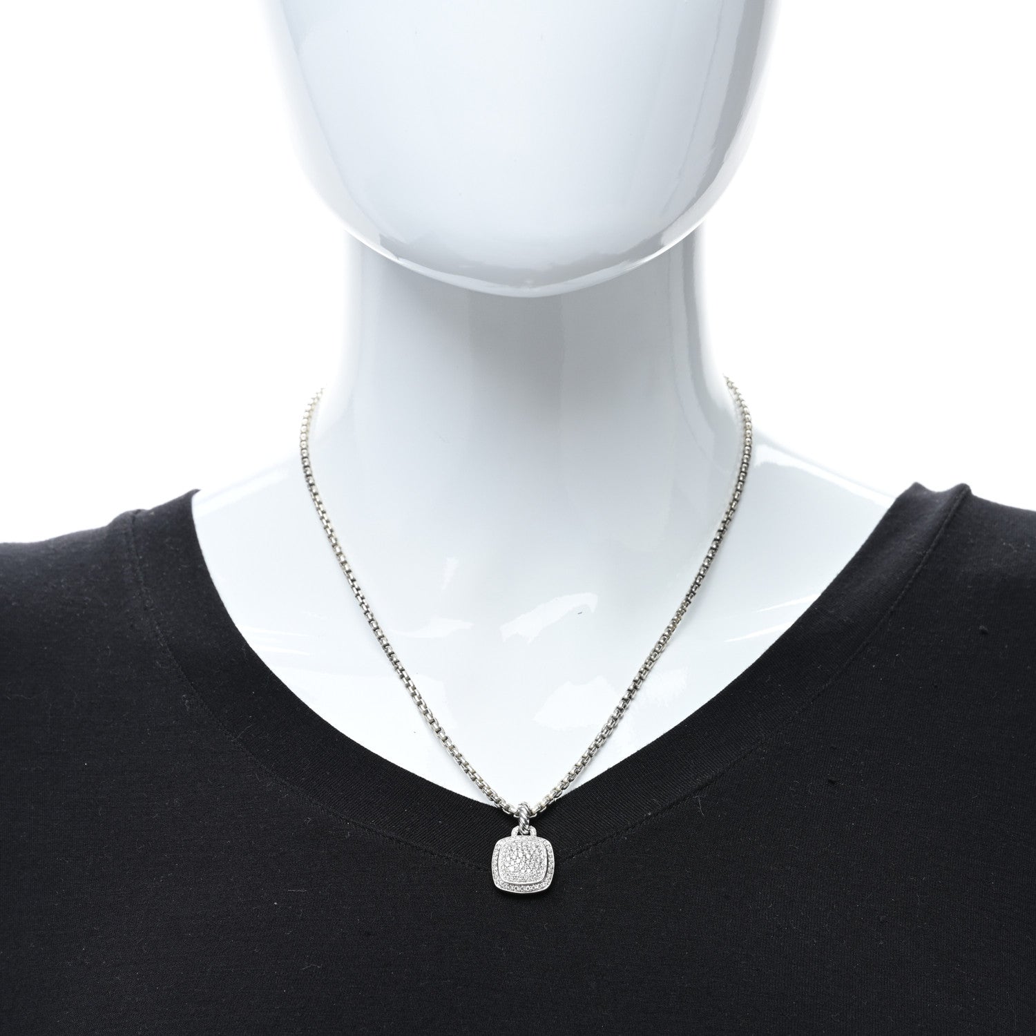 David Yurman Sterling Silver 14K Yellow Gold Diamond 11mm Albion Pendant Necklace 2 of 5