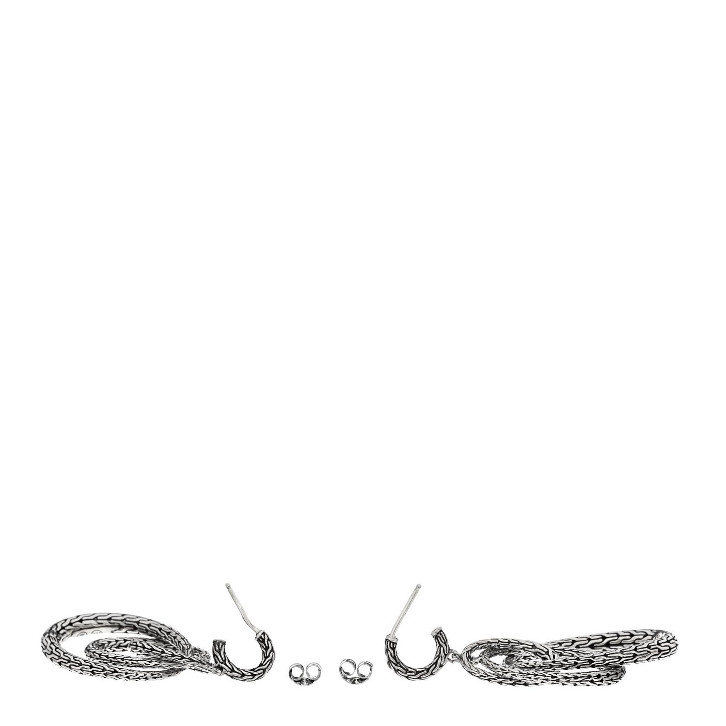 Sterling Silver Classic Chain Interlocking Drop Earrings