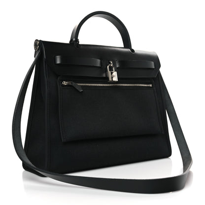 Hermes Military Toile Vache Hunter Herbag Zip PM 31 Black 3 of 8