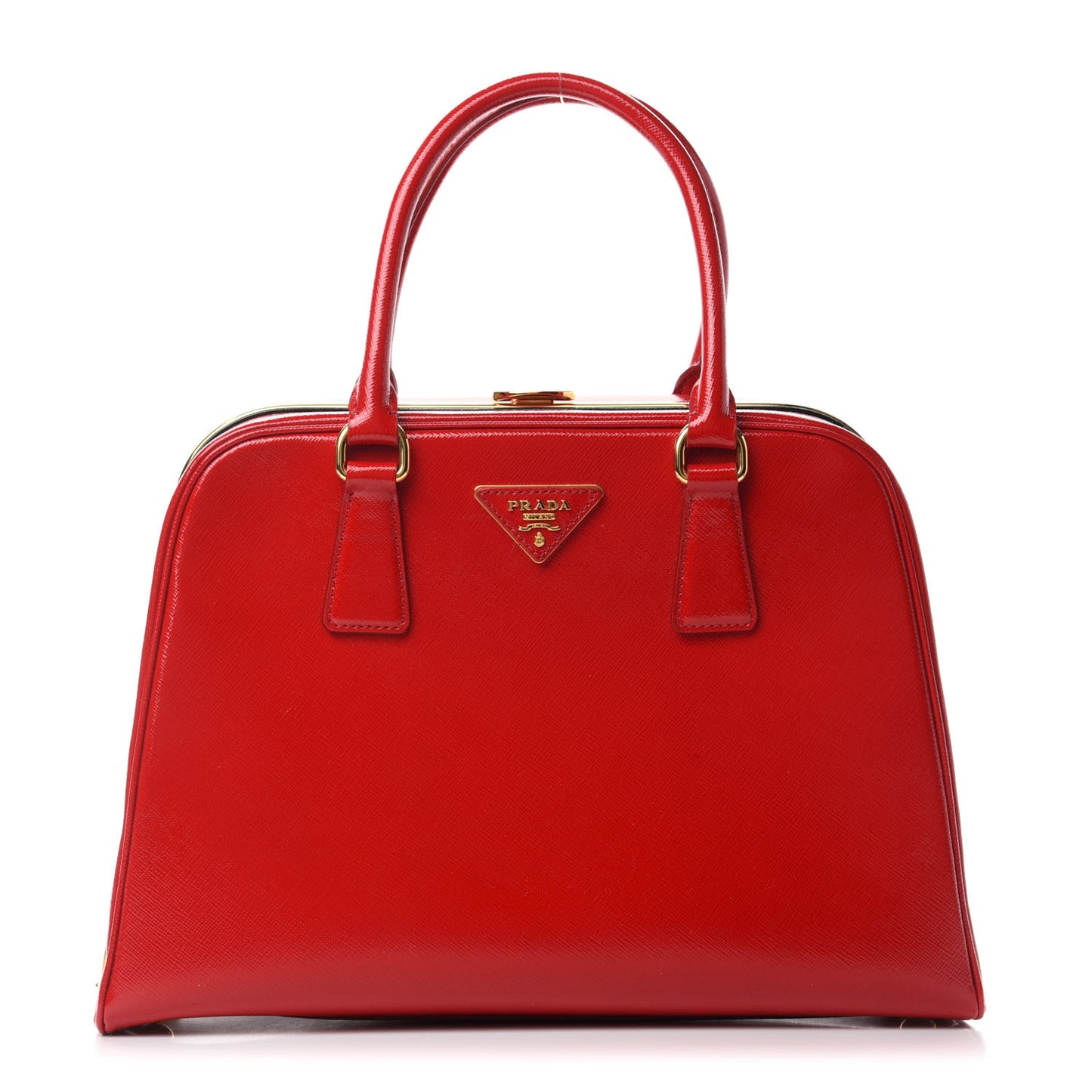 Saffiano Vernice Pyramid Bag Rosso
