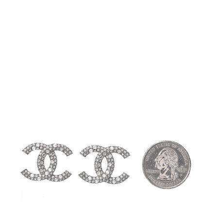 Chanel Crystal Timeless CC Earrings Silver 2 of 5