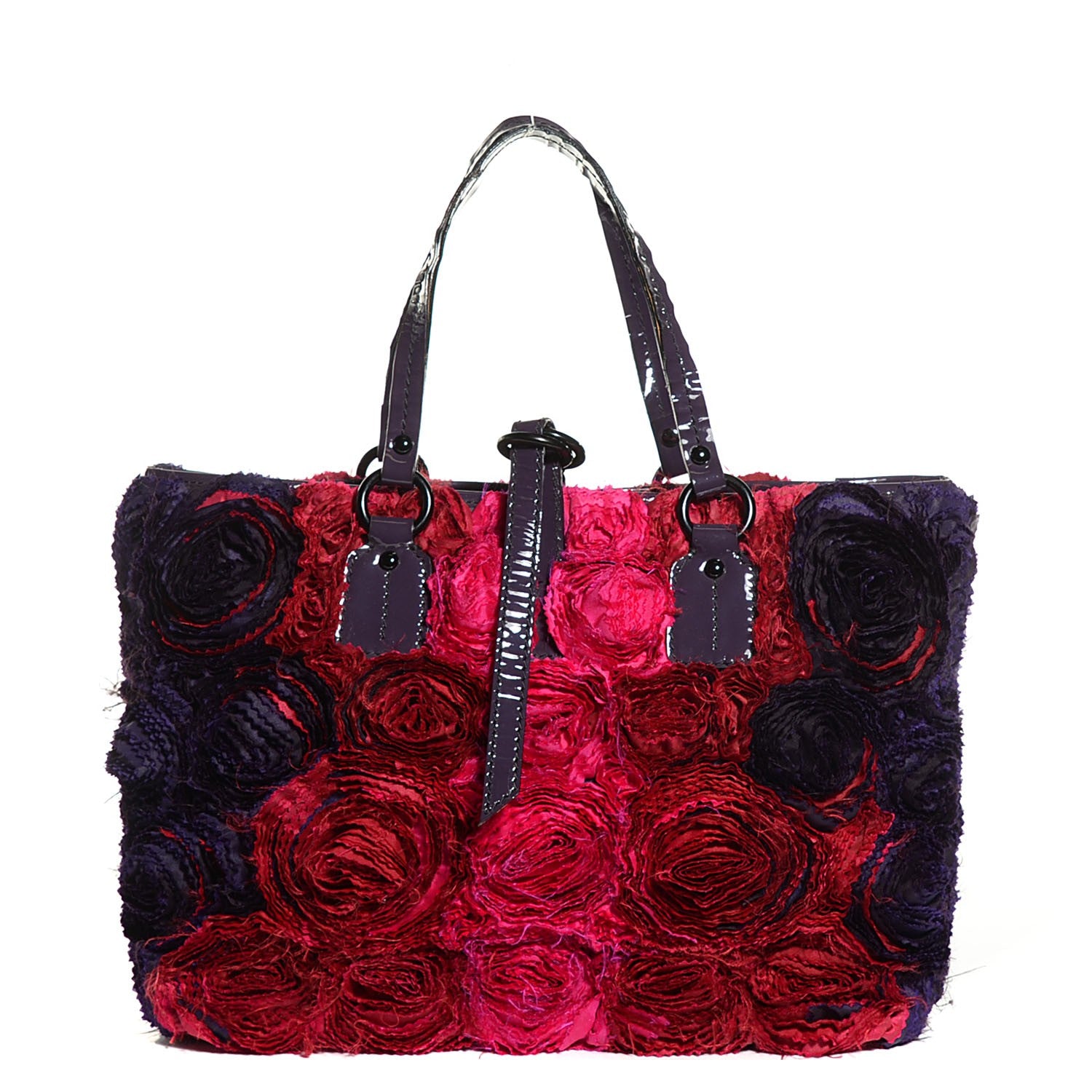 Valentino Garavani Silk Rosier Tote Red Black 1 of 8