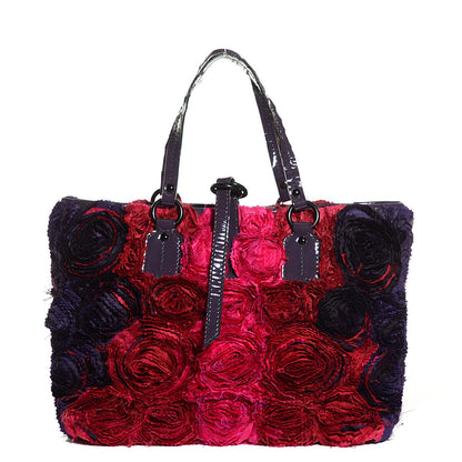 Valentino Garavani Silk Rosier Tote Red Black 1 of 8