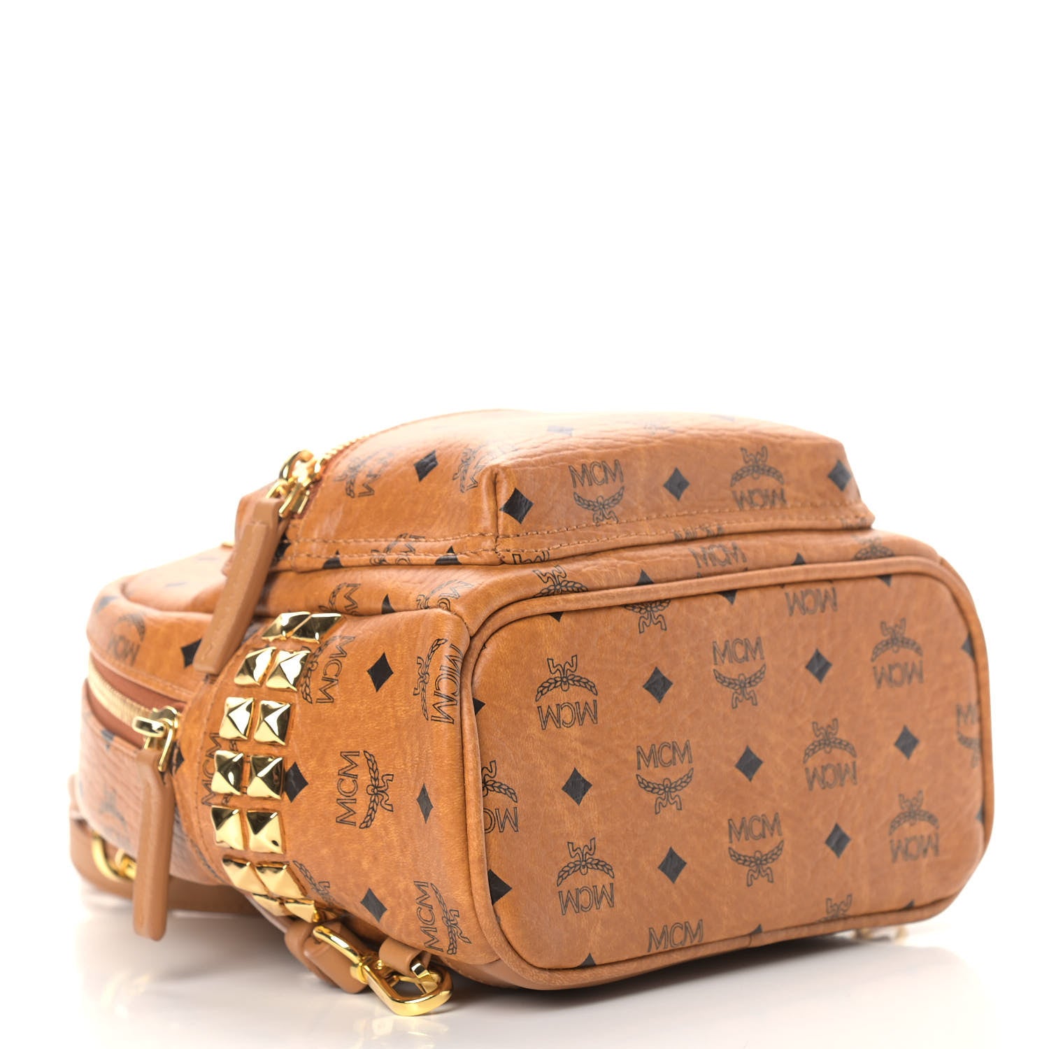 MCM Visetos Side Stud Mini Stark Backpack Cognac 3 of 8