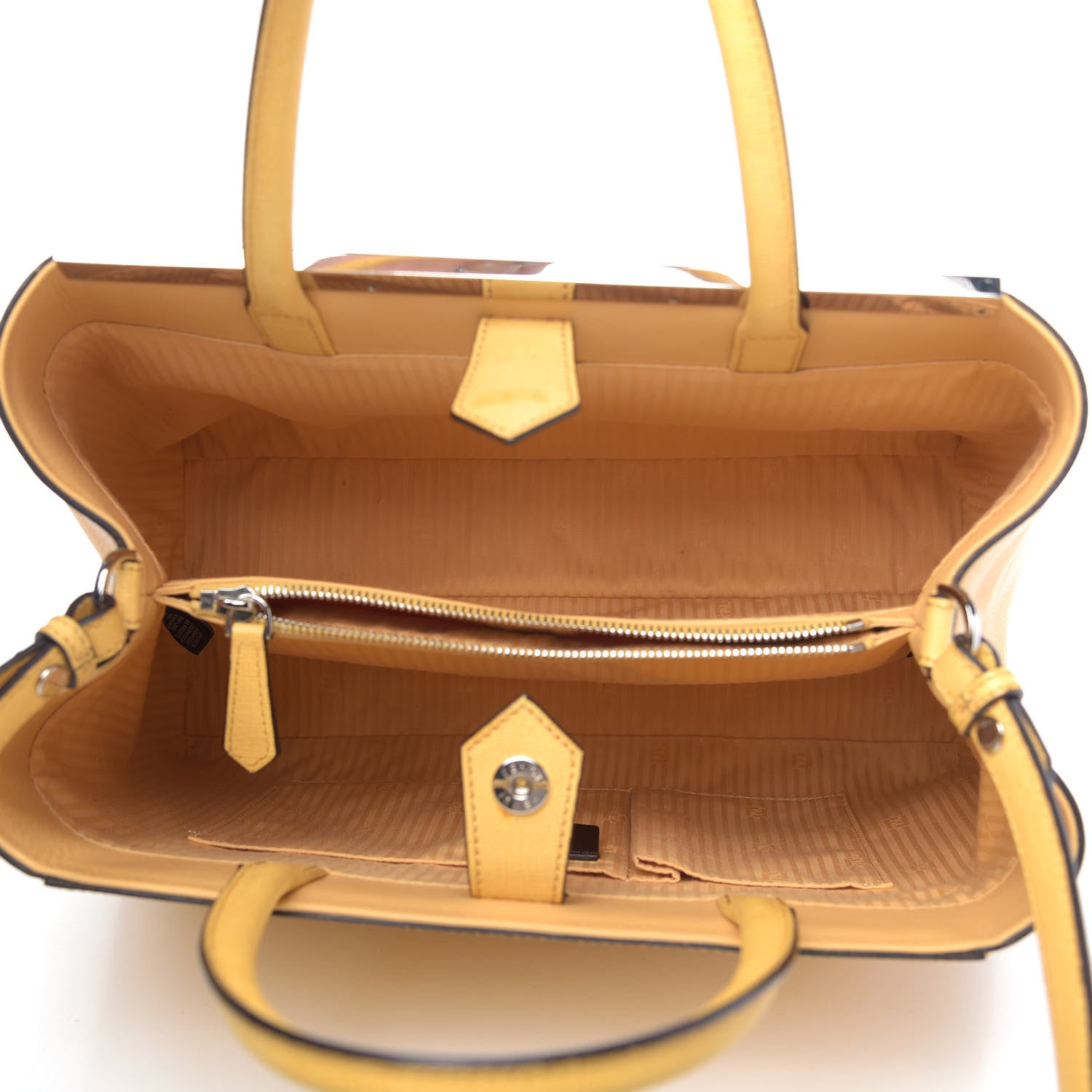 Fendi Vitello Elite Flamingo Regular 2Jours Tote Giallo Alchemy 6 of 15