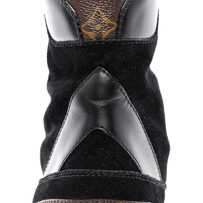 Louis Vuitton Suede Calfskin Monogram Laureate Platform Desert Boots 39.5 Black 9 of 11