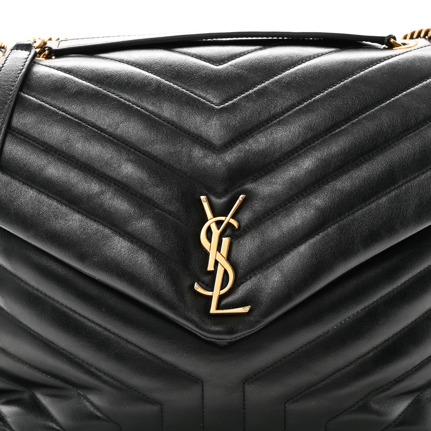 Saint Laurent Calfskin Y Quilted Monogram Large Loulou Chain Satchel Black 8 of 10